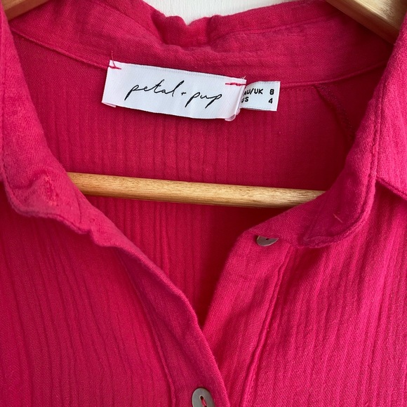 New Petal And Pup WABASH DRESS Hot Pink Button Shirt Maxi Dress Women’s Size 4 - Picture 4 of 4
